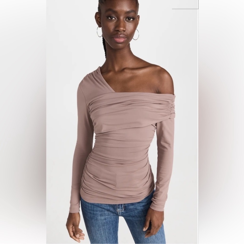 Susana Monaco One Arm Off The Shoulder Ruched Long Sleeve Top
